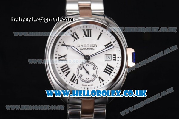 Cartier Cle de Cartier Asia ST16 Automatic Steel Case with White Dial Two Tone Bracelet and Roman Markers - Click Image to Close