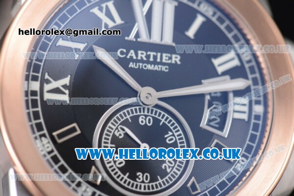 Cartier Calibre de Cartier Asia ST16 Automatic Steel Case with Black Dial Two Tone Bracelet and Roman Markers - Click Image to Close