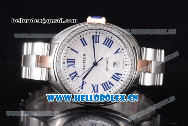 Cartier Cle de Cartier Asia ST16 Automatic Two Tone Case/Bracelet White Dial and Roman Markers - Click Image to Close