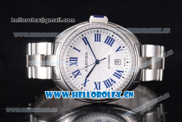 Cartier Cle de Cartier Asia ST16 Automatic Stainless Steel Case/Bracelet Roman Markers Diamonds Bezel and White Dial - Click Image to Close