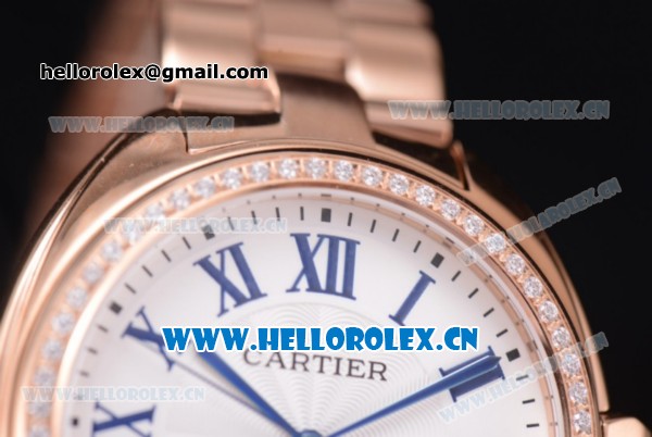 Cartier Cle de Cartier Asia ST16 Automatic Rose Gold Case/Bracelet Roman Markers Diamonds Bezel and White Dial - Click Image to Close