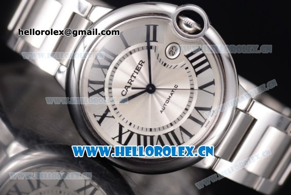 Cartier Ballon Bleu de Cartier Large Swiss ETA 2824 Automatic Stainless Steel Case/Bracelet with White Dial and Roman Numeral Markers - Click Image to Close
