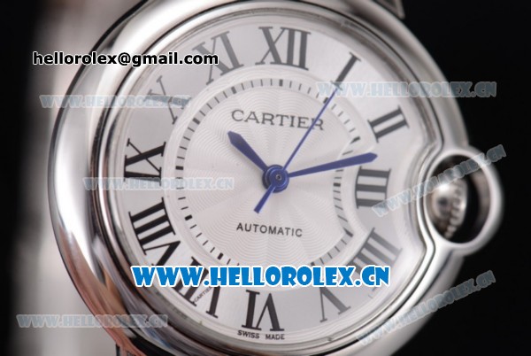 Cartier Ballon Bleu De Mideum Swiss Quartz Stainless Steel Case/Bracelet with White Dial and Roman Numeral Markers - Click Image to Close