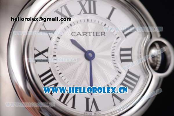 Cartier Ballon Bleu De Mideum Swiss Quartz Stainless Steel Case/Bracelet with Roman Numeral and Markers White Dial - Click Image to Close