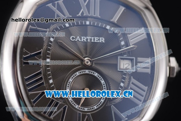 Cartier Drive de Cartier Asia ST16 Automatic Steel Case with Black Dial Roman Numeral Markers and Black Leather Strap - Click Image to Close