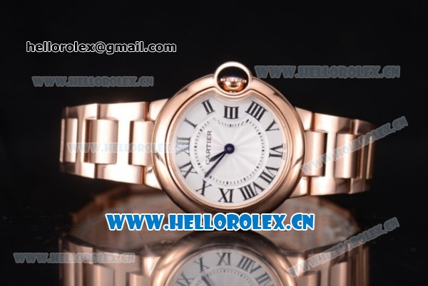 Cartier Ballon Bleu Medium Miyota OS2035 Quartz Rose Gold Case/Bracelet with White Dial and Roman Numeral Markers - Click Image to Close