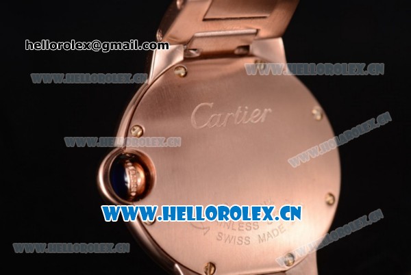 Cartier Ballon Bleu Medium Miyota OS2035 Quartz Rose Gold Case/Bracelet with White Dial and Roman Numeral Markers - Click Image to Close