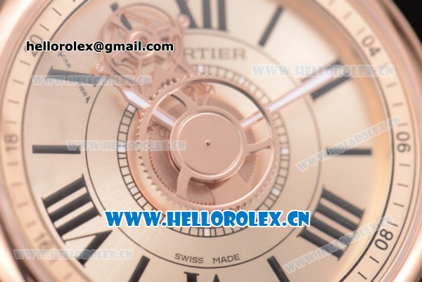 Cartier Rotonde de Cartier Astrotourbillon Asia 2813 Automatic Rose Gold Case with Rose Gold Dial Roman Numeral Markers and Brown Leather Strap - Click Image to Close