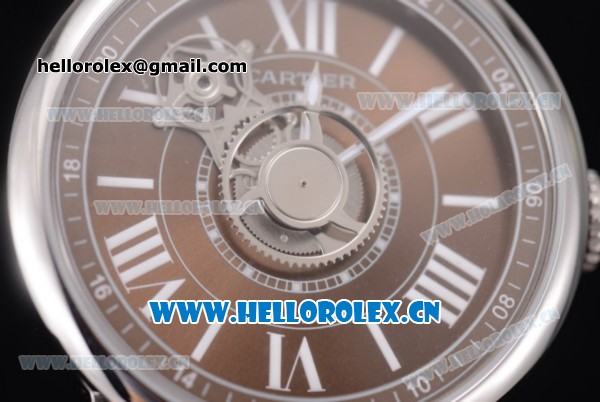 Cartier Rotonde de Cartier Astrotourbillon Asia 2813 Automatic Steel Case with Brown Dial Roman Numeral Markers and Brown Leather Strap - Click Image to Close