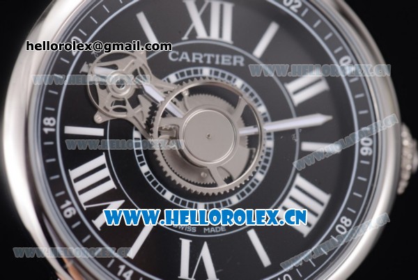 Cartier Rotonde de Cartier Astrotourbillon Asia 2813 Automatic Steel Case with Black Dial Roman Numeral Markers and Black Leather Strap - Click Image to Close