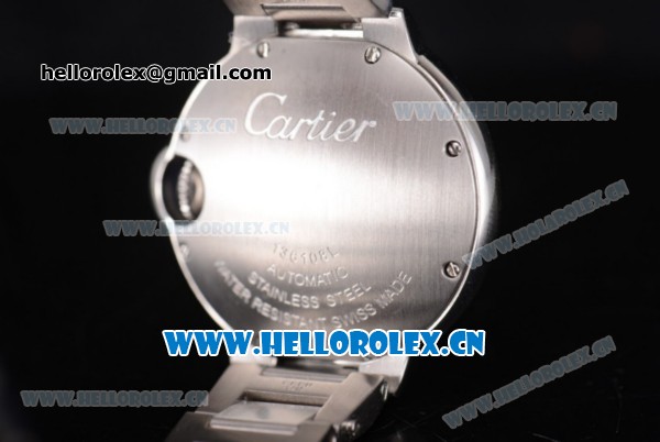 Cartier Ballon Bleu Medium Asia Automatic Stainless Steel Case/Bracelet with Silver Dial and Roman Numeral Markers (YF) - Click Image to Close