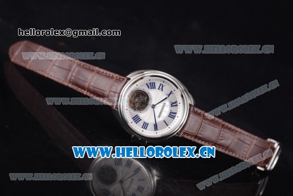 Cartier Cle de Cartier Tourbillon Asia Automatic Steel Case with White Dial Roman Numeral Markers and Brown Leather Strap - Click Image to Close
