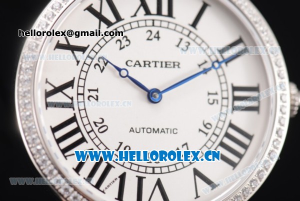 Cartier Rotonde De Tourbillon Asia 6497 Manual Winding Steel Case with White Dial and Diamonds Bezel Black Leather Strap - Click Image to Close