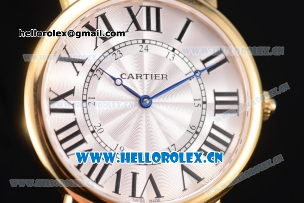 Cartier Rotonde De Tourbillon Asia 6497 Manual Winding Yellow Gold Case with White Dial and Roman Numeral Markers Black Leather Strap - Click Image to Close