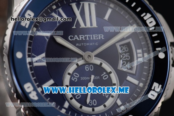 Cartier Calibre de Cartier Diver Swiss ETA 2824 Automatic Stainless Steel Case/Bracelet with Blue Dial and Roman Numeral Markers (ZF) - Click Image to Close