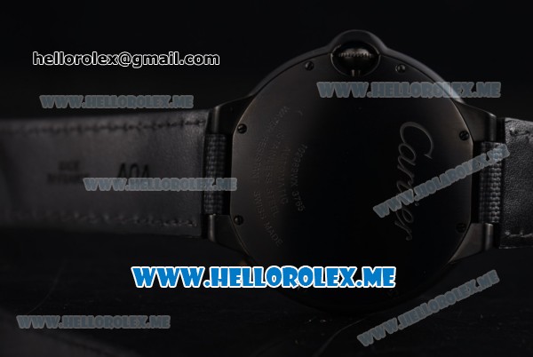 Cartier Ballon Bleu De Cartier Large Swiss ETA 2824 Automatic PVD Case with Black Dial and Black Leather Strap Roman Numeral Markers (V6) - Click Image to Close