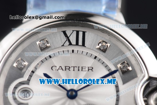 Cartier Ballon Bleu De Large Asia 2813 Automatic Stainless Steel Case/Bracelet with Silver Dial and Diamonds Markers - Click Image to Close