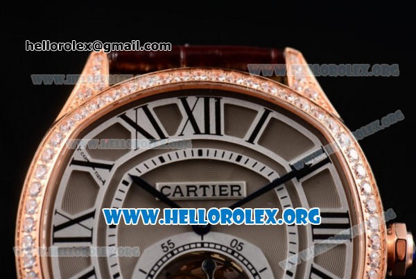 Cartier Drive de Cartier Flying Tourbillon Swiss Tourbillon Manual Winding Rose Gold Case with Grey Dial and Roman Numeral Markers - Click Image to Close