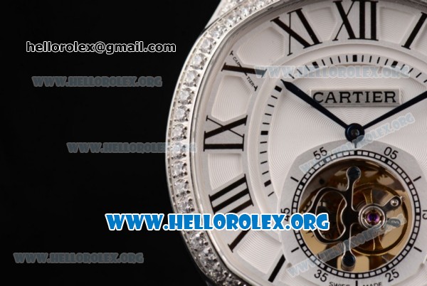 Cartier Drive de Cartier Flying Tourbillon Swiss Tourbillon Manual Winding Steel Case with White Dial and Roman Numeral Markers - Click Image to Close