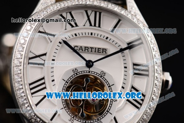 Cartier Drive de Cartier Flying Tourbillon Swiss Tourbillon Manual Winding Steel Case with White Dial and Roman Numeral Markers - Click Image to Close