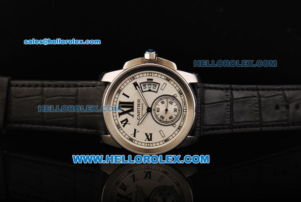 Cartier Calibre Automatic Movement Steel Case with White Dial and Roman Numerals - Click Image to Close