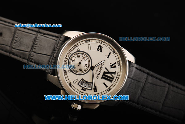 Cartier Calibre Automatic Movement Steel Case with White Dial and Roman Numerals - Click Image to Close