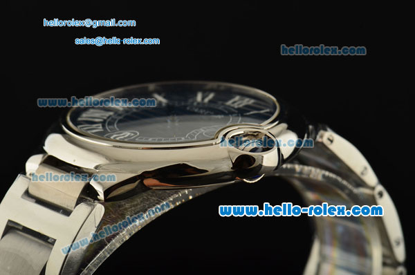 Cartier Ballon Bleu De Swiss ETA 2836 Automatic Steel Case/Bezel/Strap Blue Dial Roman Markers - Click Image to Close