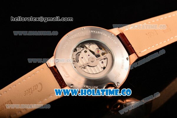 Cartier Ballon Bleu De 42MM Miyota 82S7 Automatic Rose Gold Case with White Dial Brown Leather Strap and Stick Markers - Click Image to Close