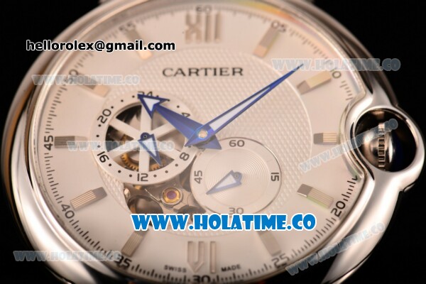 Cartier Ballon Bleu De 42MM Miyota 82S7 Automatic Steel Case with White Dial Black Leather Strap and Stick Markers - Click Image to Close