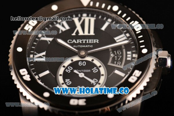 Cartier Calibre de Cartier Diver Swiss ETA 2824 Automatic PVD Case with White Arabic Numeral Markers and Black Dial (ZF) - Click Image to Close