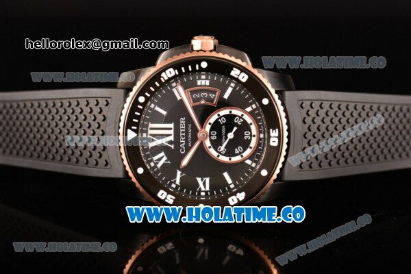 Cartier Calibre de Cartier Diver Swiss ETA 2824 Automatic PVD Case with White Arabic Numeral Markers Rose Gold Bezel and Black Dial (ZF) - Click Image to Close