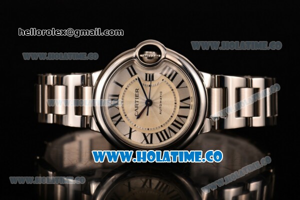 Cartier Ballon Bleu Medium Swiss ETA 2671 Automatic Full Steel with Silver Dial and Black Roman Numeral Markers - Click Image to Close