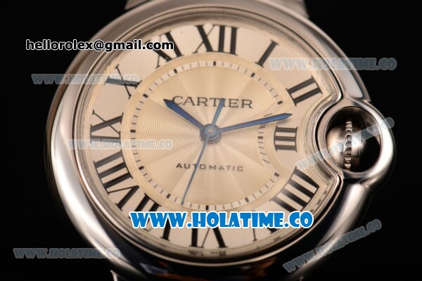 Cartier Ballon Bleu Medium Swiss ETA 2671 Automatic Full Steel with Silver Dial and Black Roman Numeral Markers - Click Image to Close