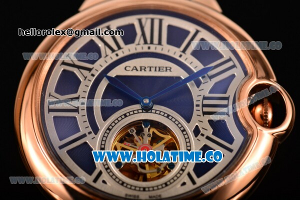 Cartier Ballon Bleu De Tourbillon Asia Automatic Rose Gold Case with Blue Dial and Roman Numeral Markers - Click Image to Close