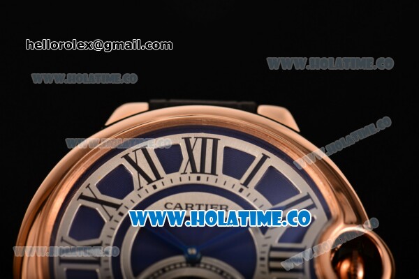 Cartier Ballon Bleu De Tourbillon Asia Automatic Rose Gold Case with Blue Dial and Roman Numeral Markers - Click Image to Close