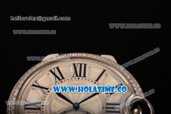 Cartier Ballon Bleu De Tourbillon Asia Automatic Steel Case with White Dial and Roman Numeral Markers - Diamonds Bezel - Click Image to Close