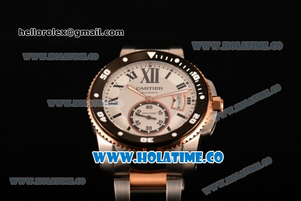 Cartier Calibre de Cartier Swiss ETA 2824 Automatic Rose Gold/Steel Case with White Dial and Black Roman Numeral Markers (ZF) - Click Image to Close