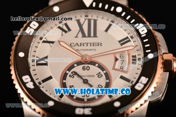 Cartier Calibre de Cartier Swiss ETA 2824 Automatic Rose Gold/Steel Case with White Dial and Black Roman Numeral Markers (ZF) - Click Image to Close