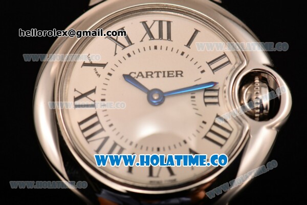 Cartier Ballon Bleu De Small Swiss ETA Quartz Full Steel with White Dial and Black Roman Numeral Markers - Click Image to Close