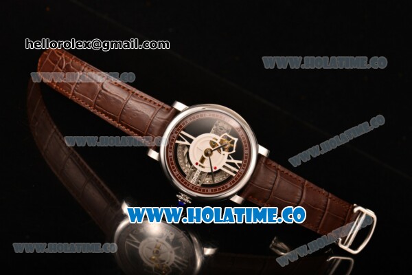 Cartier Rotonde De Cartier Asia Automatic Steel Case with Black Skeleton Dial and Brown Inner Bezel - Click Image to Close