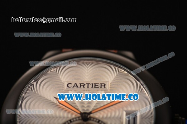 Cartier Rotonde De Miyota Quartz PVD Case with Silver Dial and Brown Leather Strap - Click Image to Close