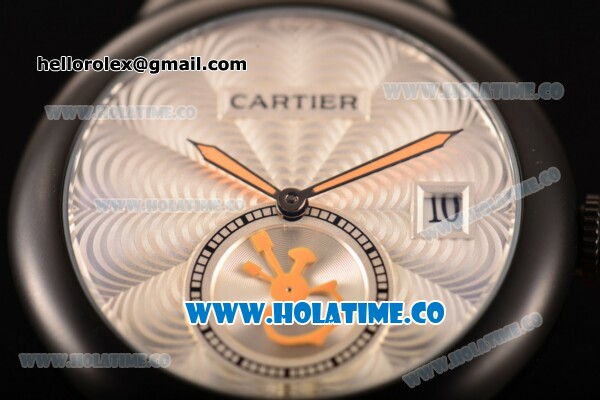 Cartier Rotonde De Miyota Quartz PVD Case with Silver Dial and Blue Leather Strap - Click Image to Close