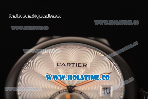 Cartier Rotonde De Miyota Quartz PVD Case with Silver Dial and Blue Leather Strap - Click Image to Close
