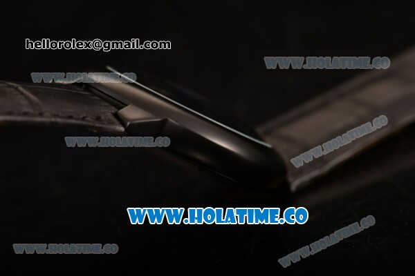 Cartier Rotonde De Miyota Quartz PVD Case with Black Dial and Black Leather Strap - Click Image to Close