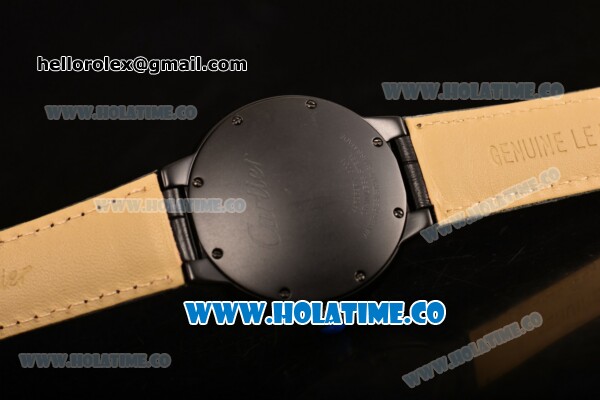 Cartier Rotonde De Miyota Quartz PVD Case with Black Dial and Black Leather Strap - Click Image to Close
