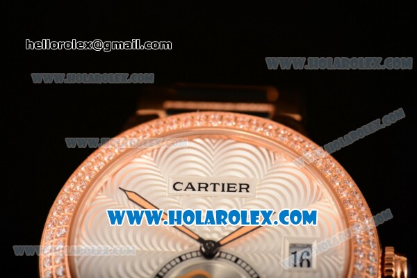 Cartier Rotonde De Miyota Quartz Rose Gold/Steel Case with Silver Dial and Diamonds Bezel - Click Image to Close