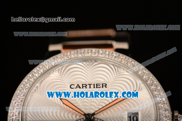 Cartier Rotonde De Miyota Quartz Two Tone Case with Silver Dial and Diamonds Bezel - Click Image to Close