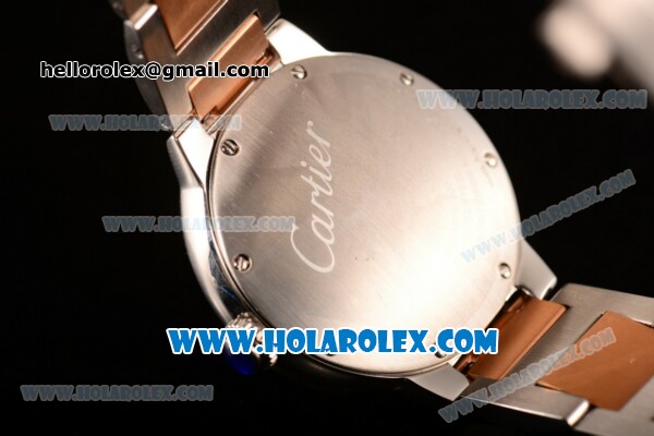 Cartier Rotonde De Miyota Quartz Two Tone Case with Silver Dial and Diamonds Bezel - Click Image to Close