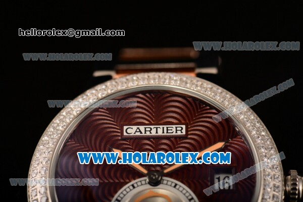 Cartier Rotonde De Miyota Quartz Two Tone Case/Bracelet with Brown Dial and Diamonds Bezel - Click Image to Close