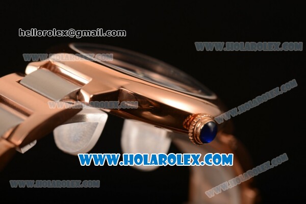 Cartier Rotonde De Miyota Quartz Two Tone Case with Blue Dial and Rose Gold/Steel Bracelet - Click Image to Close